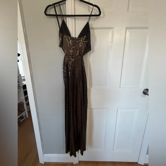 Halston Heritage brown death sequin gown - Picture 4 of 5